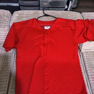 Mens  Teamworks Athletics 2XL Red 2 button baseball jersey